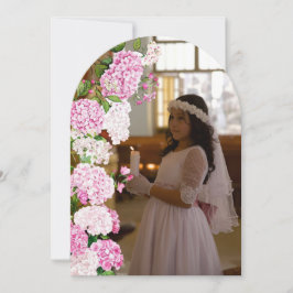 Rosa Hydrangea valvack First Communion tackkort Inbjudningar