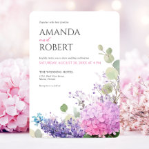 Rosa Hydrangea Vattenfärg Blommor Elegant Bröllop