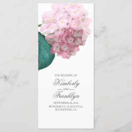 Rosa Hydrangea Vintage Blommigt Bröllopsprogram Program