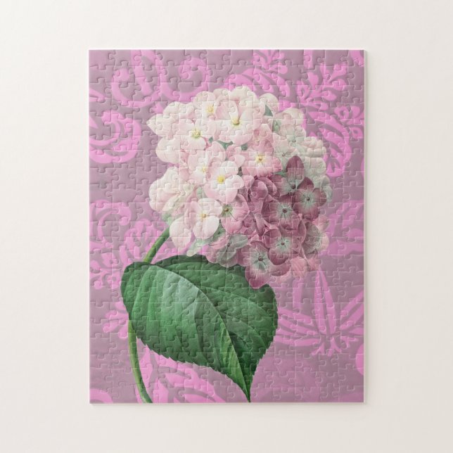 Rosa Hydrangea Vintage Stil Puzzle Pussel (Vertikal)
