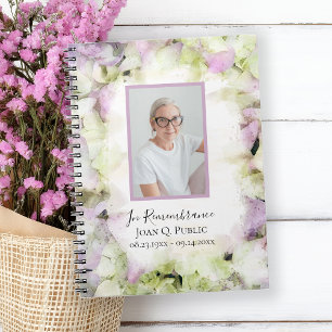 Rosa Hydrangea Watercolor Funeral Guest Bok Anteckningsbok