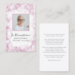 Rosa Hydrangea Watercolor Funeral Memorial Prayer Visitkort
