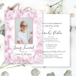 Rosa Hydrangea Watercolor Living Funeral Party Inbjudningar
