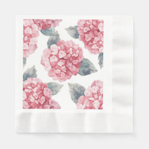 Rosa Hydrangeas Akvarell Blommor Målning Pappersservett