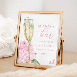 Rosa Hydrangeas & Guld Glas Mimosa Bar Poster