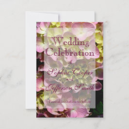 Rosa Hydrangeas gult rosa grönt blommigt Bröllop Spara Datumet