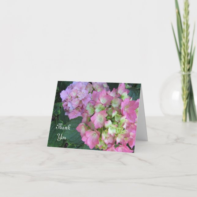 Rosa Hydrangeas Tack Kort (Framsida)