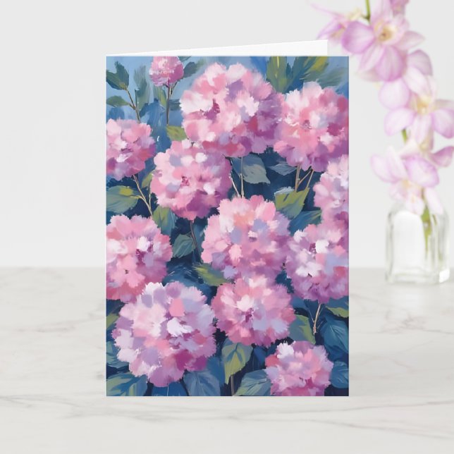 Rosa Hydrangeor Blommig Kort (Orkide)