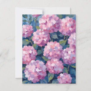 Rosa Hydrangeor Blommig Tack Kort