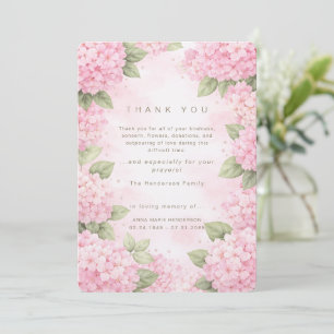 Rosa Hydrangeor Sorg Begravning Tack Kort