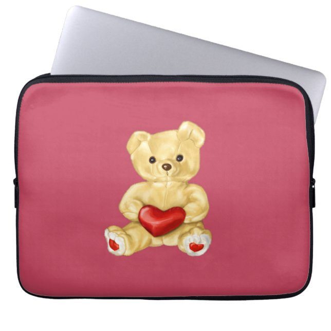 Rosa HypNotification Cute Nalle Laptop Fodral (Framsidan)