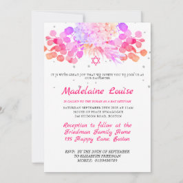Rosa i bat mitzvah Blommigt Modern Inbjudningar