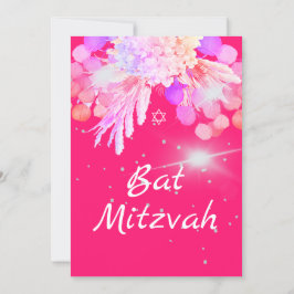Rosa i bat mitzvah Blommigt Modern Inbjudningar