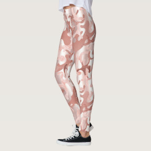 Rosa i Camo-utskrift för metallisk Ro Glitter Guld Leggings