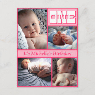 Rosa i flera Ramar En födelsedagsinbjudan Inbjudningar