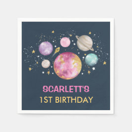 Rosa i första Resa runt Sol Girls födelsedag Pappersservett