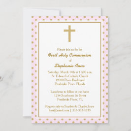 Rosa i gemenskapen med Guld Polka dots Inbjudningar