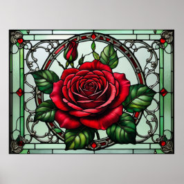 Rosa i glasmålning poster