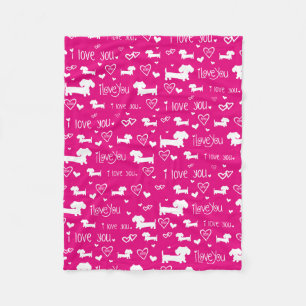 Rosa I Heart Dachshund Hund Blanket Fleecefilt