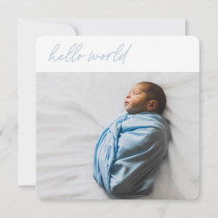 rosa- i Hej World - Baby-aviseringskort