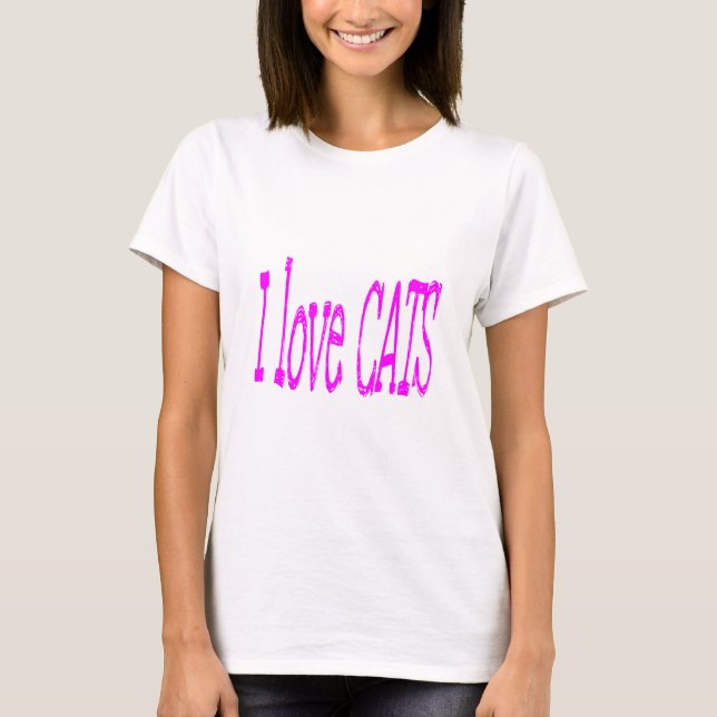 Rosa I Kärlek Cats Typography T Shirt (Framsida)