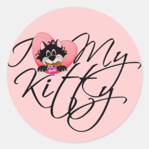 Rosa I Kärlek Mina Kattunge Tshirts och gåvor Runt Klistermärke