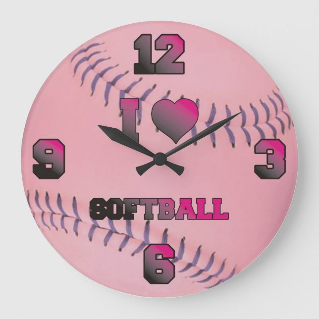 Rosa I kärlek-softball Stor Klocka (Framsida)