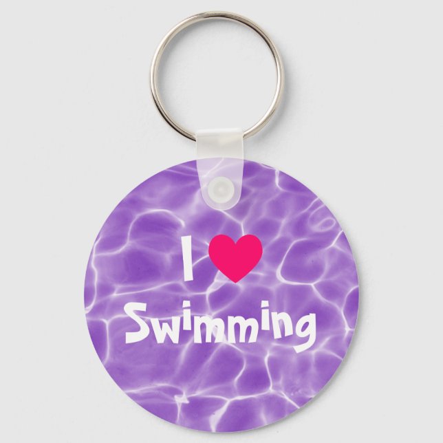 Rosa I Kärlek Swimming Lila Swimming Bassäng Nyckelring (Framsida)