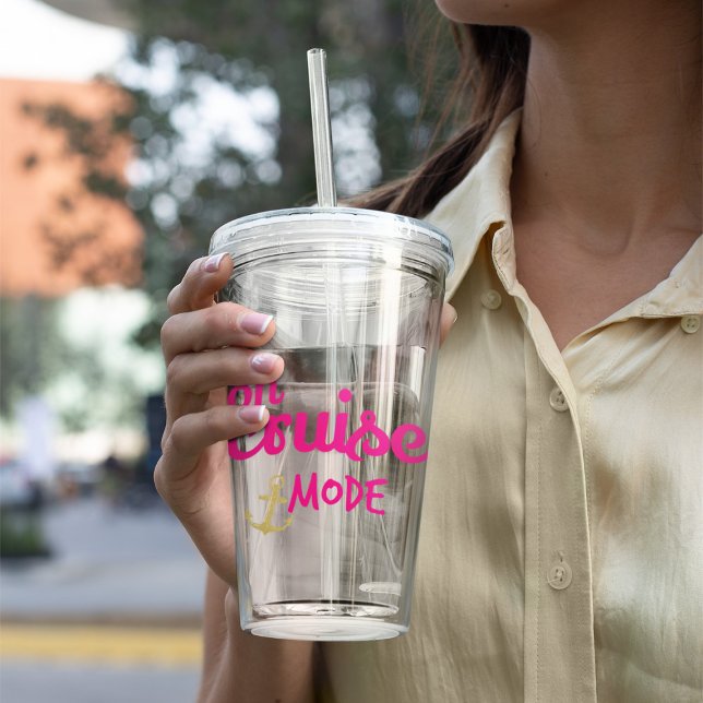 Rosa i kryssningsläge med Guld ankarmonogram Take Away Mugg (Skapare uppladdad)