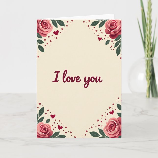 Rosa I Love You Roskort Kort (Framsida)