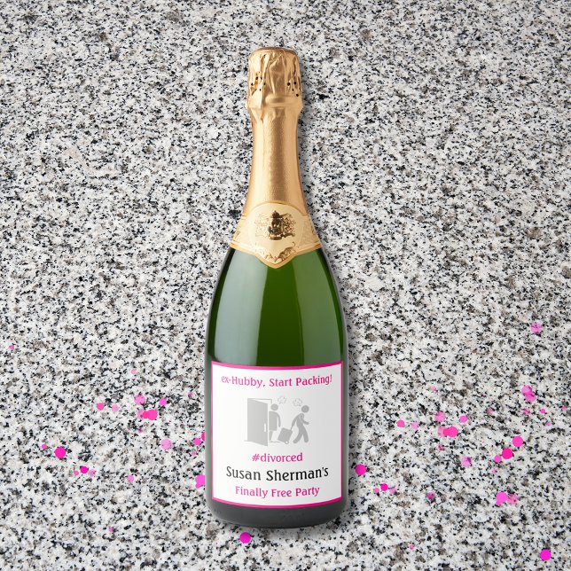 Rosa i Party Firande, slutligen gratis (Every divorce party needs champagne! These custom labels feature "ex-Hubby, Start Packing!" design.)