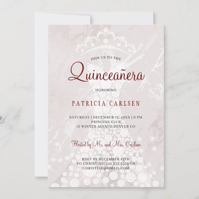  rosa i ro guld, modern elegant quinceanera inbjudningar (Framsida)