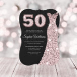 Rosa i ro Guld, svart 50:e födelsedagen Inbjudningar<br><div class="desc">Rosa Dress svart i ro,  50:e födelsedagen,  variationer för inbjudan till kvinnopartiet till inbjudan och matchande artiklar i vår butik</div>