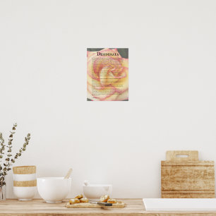 Rosa i rosa och gult och dikt om Desiderata Poster