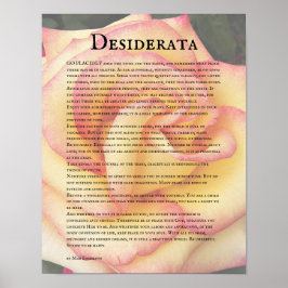 Rosa i rosa och gult och dikt om Desiderata Poster