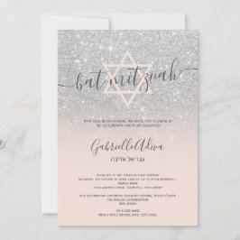  rosa i silver glitter är gigantisk bat mitzvah inbjudningar