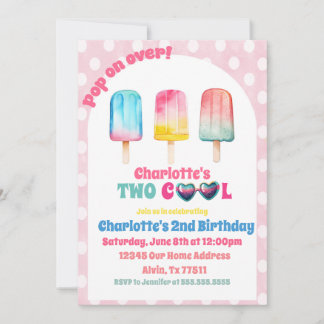 Rosa i två COOLOR Popsicle Sommardag Inbjudningar