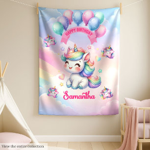 Rosa i Unicorn Blanket Lila 1:a födelsedag Fleecefilt