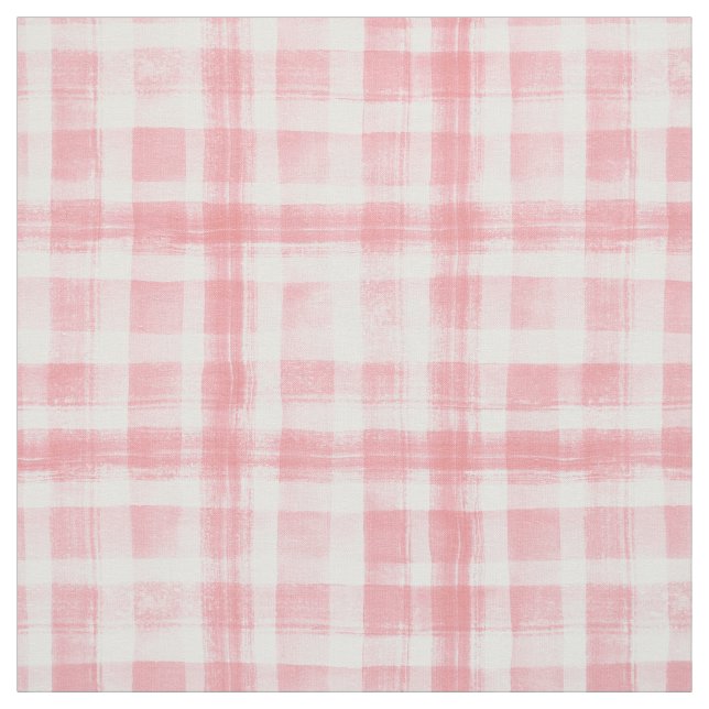 Rosa i vitt vatten Gingham Kontrollerad Mönster Tyg (Provkarta)