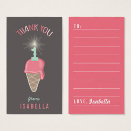 Rosa Ice Cream 1st Birthday Tack DIY Gift Märkre Visitkort