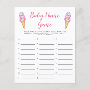Rosa Ice Cream Baby Namn Shower Game