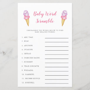 Rosa Ice Cream Baby Ord Scramble Game