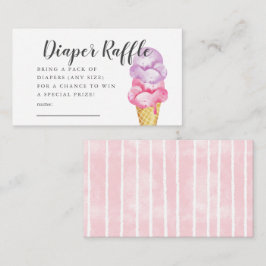 Rosa Ice Cream Baby Shower Diaper Raffle Biljett Tilläggskort