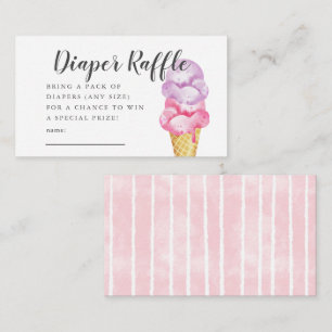 Rosa Ice Cream Baby Shower Diaper Raffle Biljett Tilläggskort