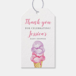 Rosa Ice Cream Baby Shower Gift-Märkre Presentetikett