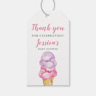 Rosa Ice Cream Baby Shower Gift-Märkre Presentetikett