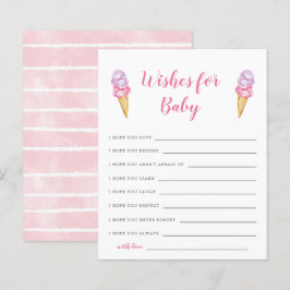 Rosa Ice Cream Baby Shower Önskemål för Baby Card