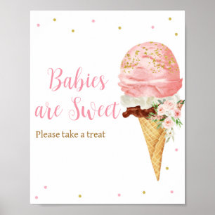 Rosa Ice Cream Baby Shower Spädbarn är Sweet Poster