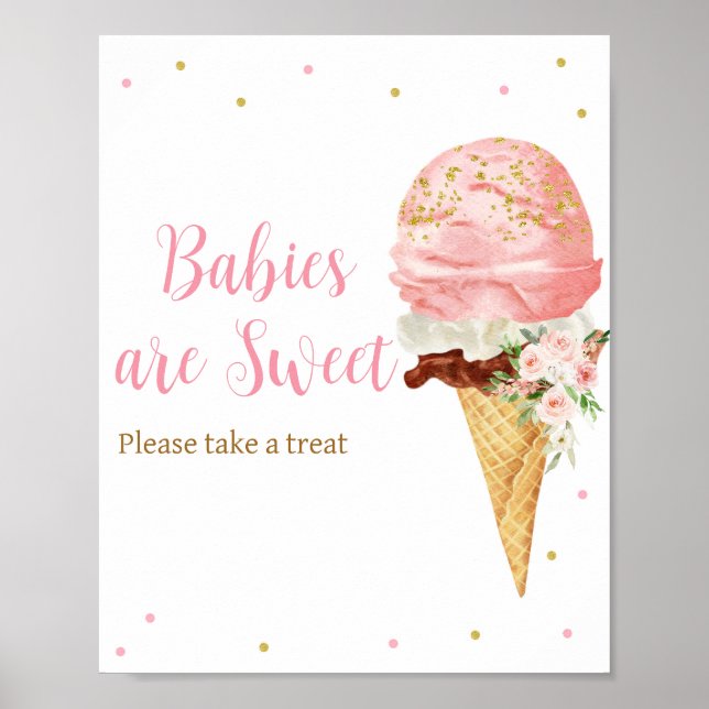 Rosa Ice Cream Baby Shower Spädbarn är Sweet Poster (Framsidan)