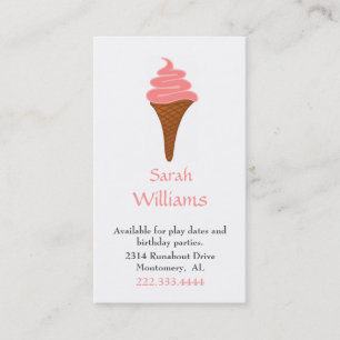 Rosa Ice Cream Cone Children Play-datumkort